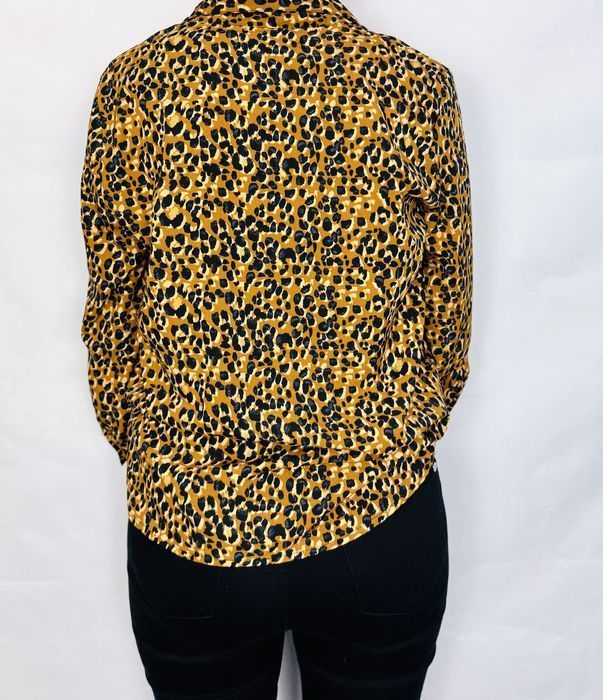 Złota bluzka w panterkę z kołnierzykiem S 36