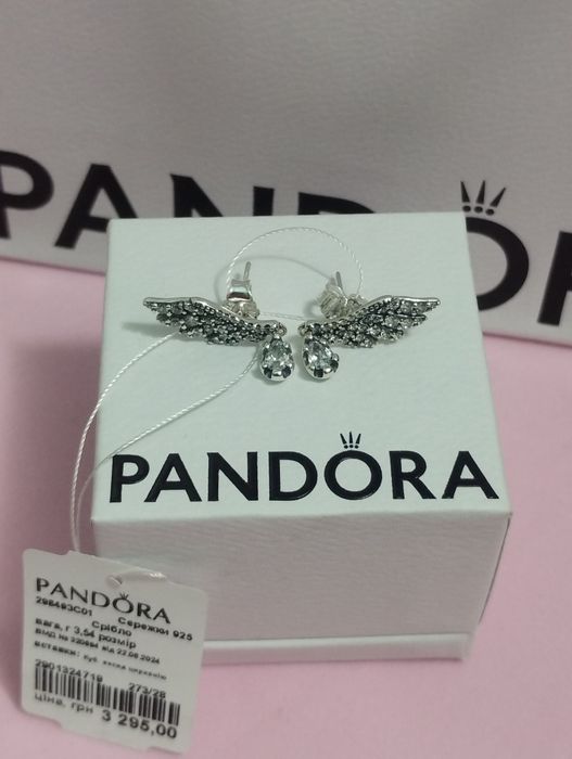 Сережки Пандора  оригінал  Pandora срібні  прикраси