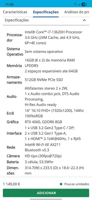 Portátil gaming cyborg 14