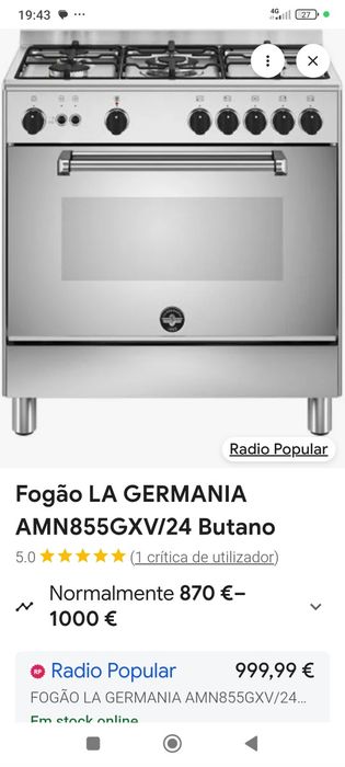 Fogão a gás ( largura 80 cm)