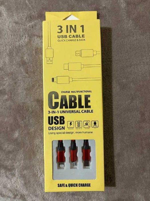 Кабель зарядки і синхронізації MicroUSB, Type-C, Lightning