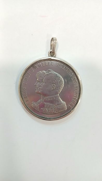 Moeda 1000 reis de Carlos 1 e Amélia rainha.