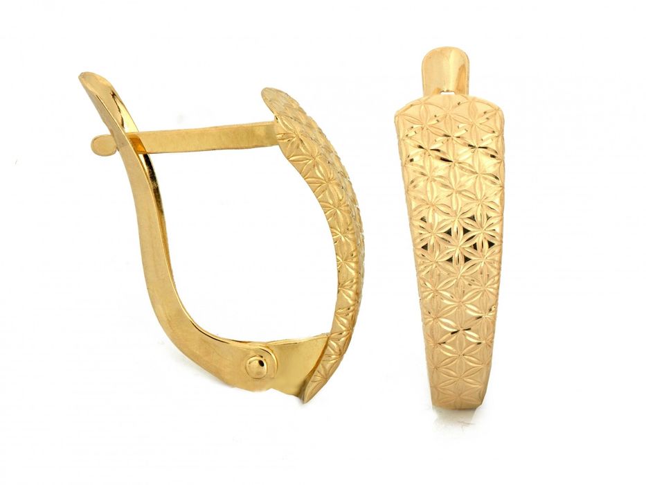 Złote kolczyki z diamentową powierzchnią PR 585