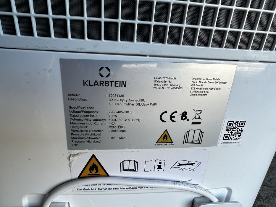 Осушувач з функцією очищення повітря Klarstein DryFy Connect 50л