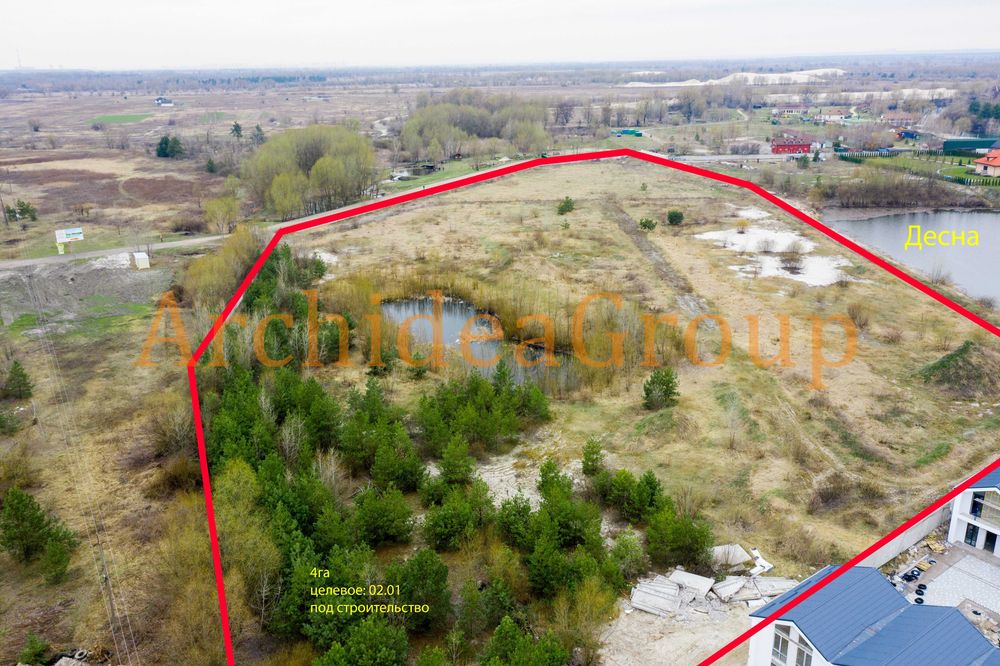 Мальовнича  ділянка 4 га в Рожнах з виходом на Десну для  КМ