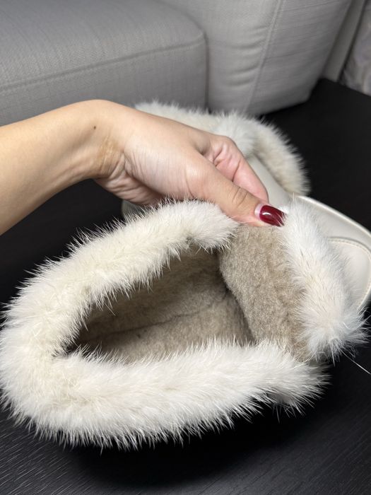 Лофери молочні з натуральної шкіри та хутром норки справжньої