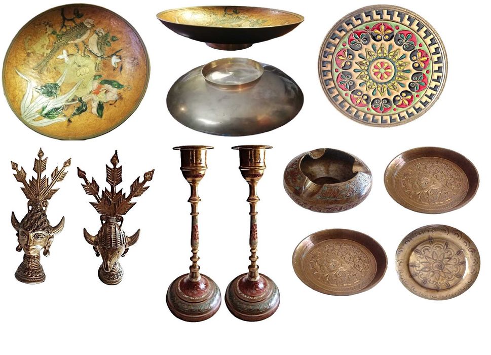 Taça, Kristylla 's Dhokra,Castiçais, e Pote em Bronze