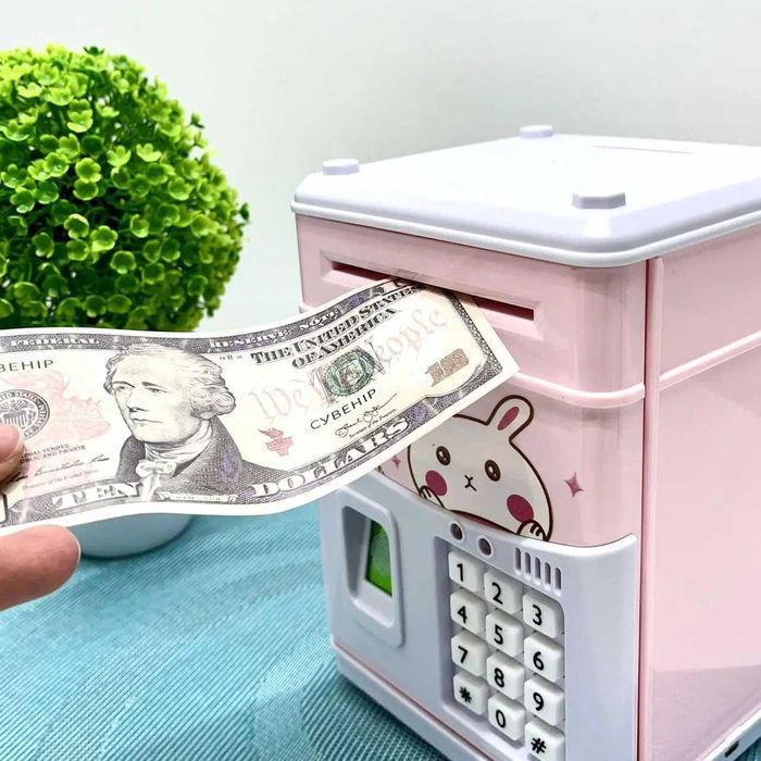 Сейф-копилка Сейф дитячий працює від аккумулятора Рожевий (MK 5398)