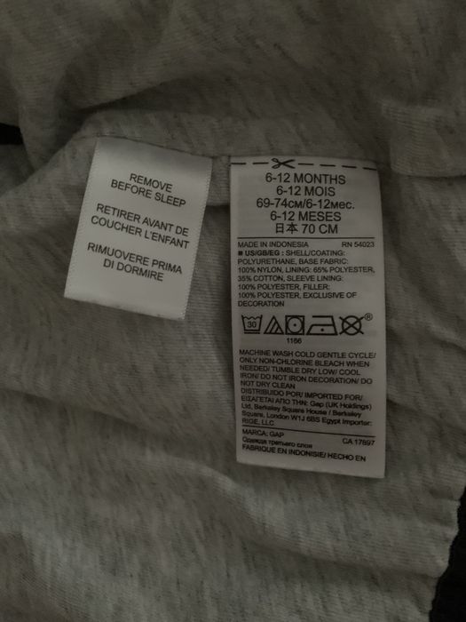 Kurtka puchowa zimowa BABY GAP 6-12m grubsza stan idealny