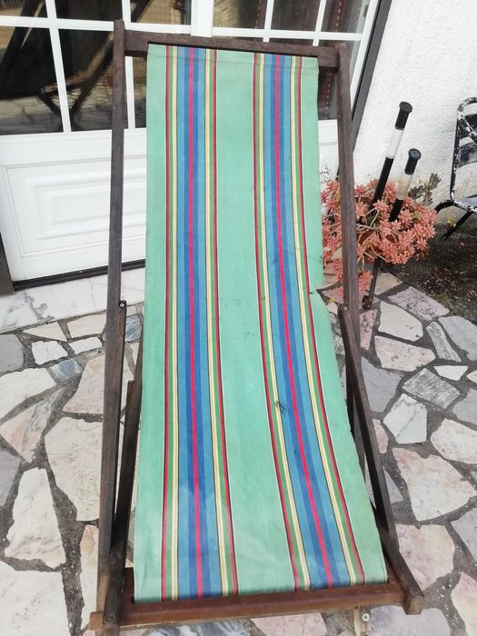 espreguiçadeira / cadeira de repouso em madeira e lona