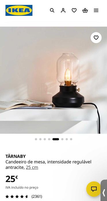 Candeeiro de Mesa IKEA TÄRNABY Preto