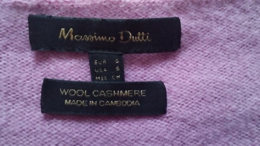 Sweter golf wełna kaszmir Massimo Dutti 36 S róż