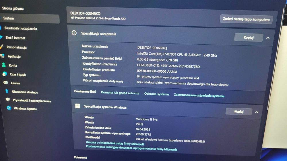 Komputer AIO HP One Pro 600 sprzedam