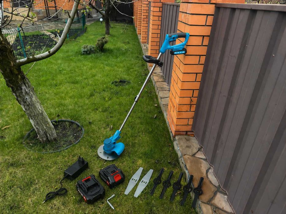 Акумуляторна косарка Makita/триме Макита/ кущоріз макіта для трави з колесами (2 акб 8 лез) Газонокосилка, газонокосарка, коса для стрижки трави