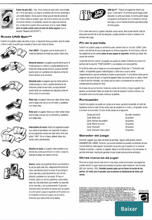 Jogo de cartas Uno Spin