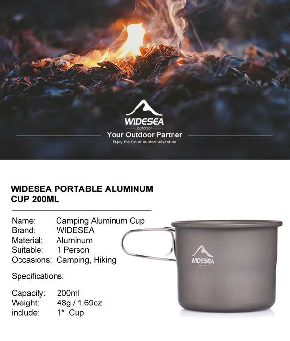 алюминиевая чашка Widesea для кемпинга
