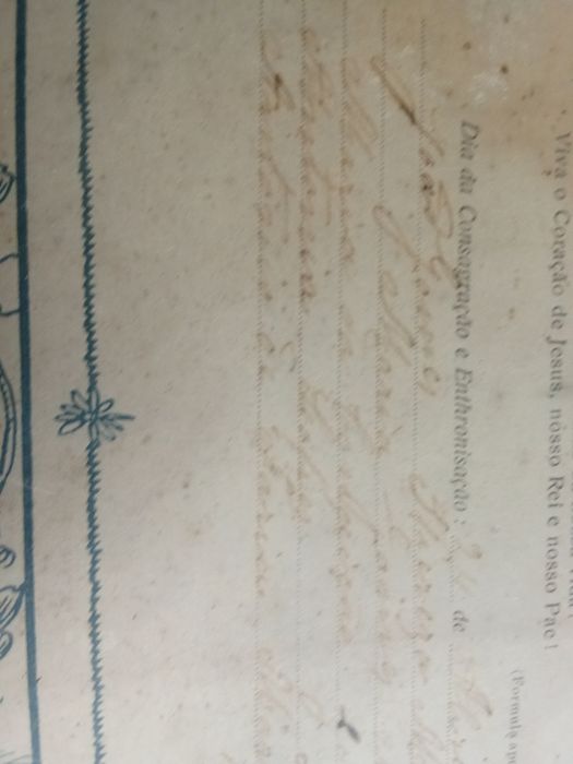 Documento antigo Acto De Consagração
