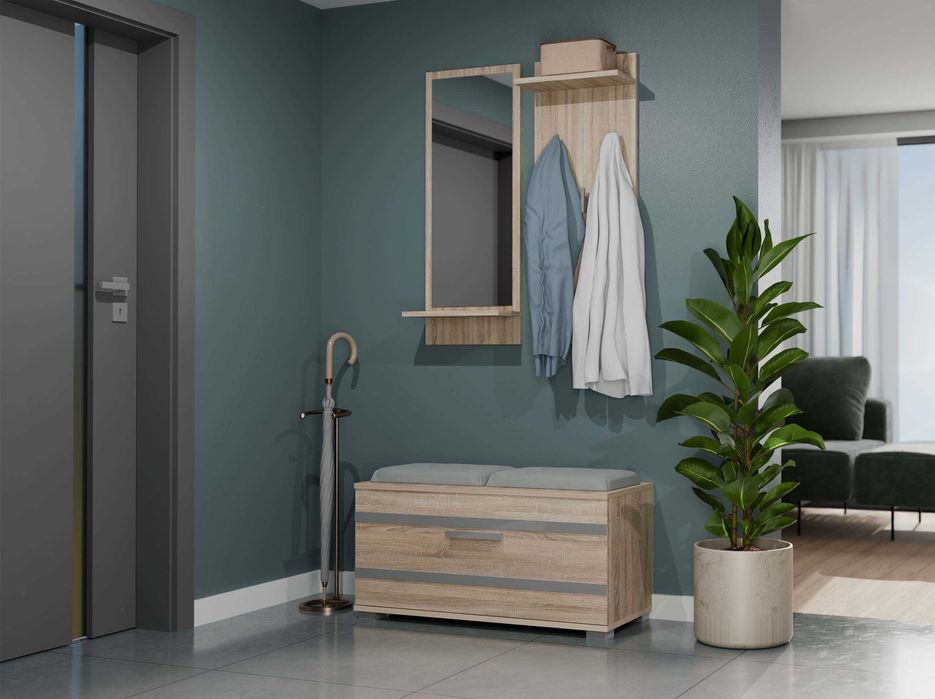 Wieszak Na Ubrania RIVA Lustro Korytarz DĄB SONOMA