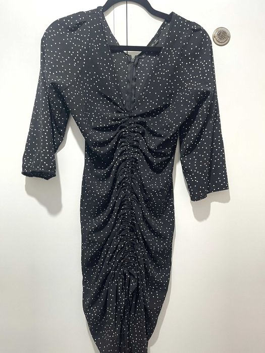 Vestido Midi Zara Basic Polka Dot – Efeito Franzido