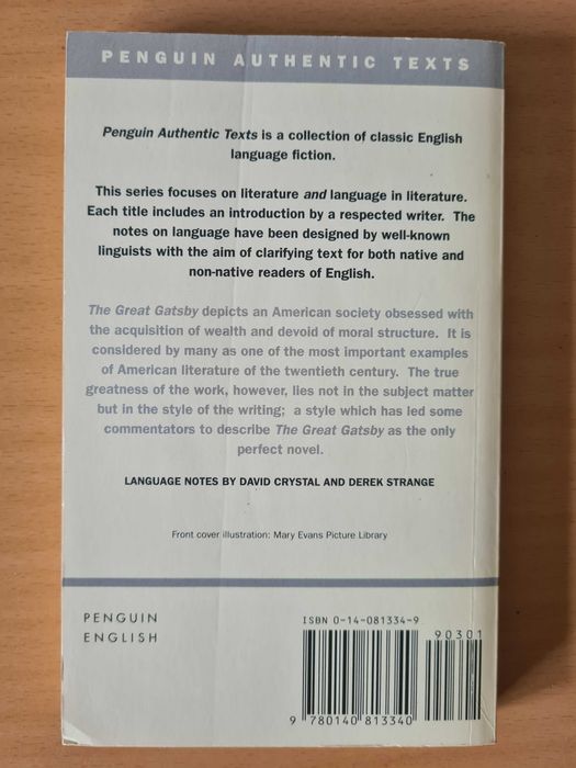 Livro "The Great Gatsby" de F. Scott Fitzgerald