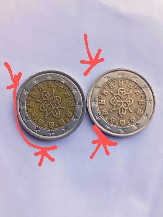 Moedas de 2€, Portugal, 2002, descentralizadas e com erros