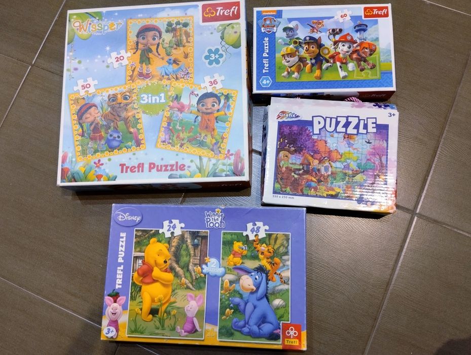 Zestaw puzzle puzzli 3+ 4+ puzzle Disney Kubuś wróżki psi patrol wispe