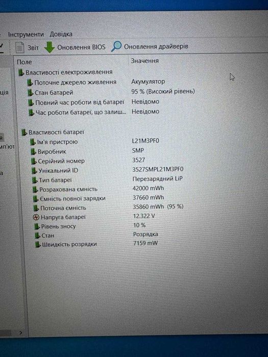 Батарея для Lenovo IdeaPad 1, гарний стан. 10% АКБ
