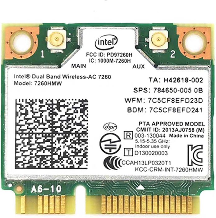 Intel Dual Band Wireless MQUPIN 7260.HMW Dual Band Wireless Card AC 7260 Network Adapter + Bluetooth 4.0 Mini PCI 802.11b/a/g/n/AC