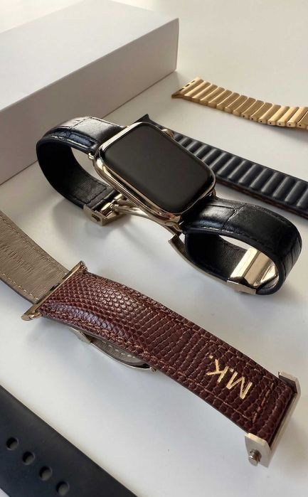Apple Watch Series 8 45mm Stal Gold Cellular | Szafir | Pudełko | 4 paski