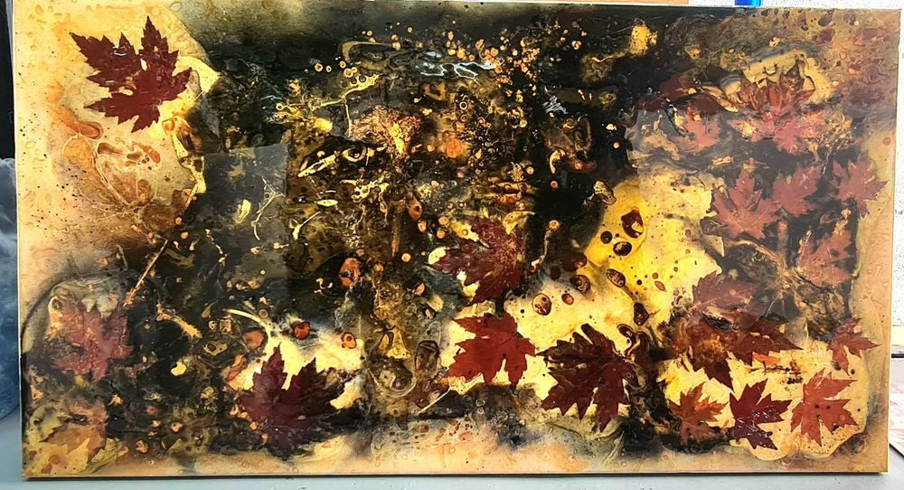 Pintura Acrílico S/Tela Abstrato com resina epoxy de José Barbosa