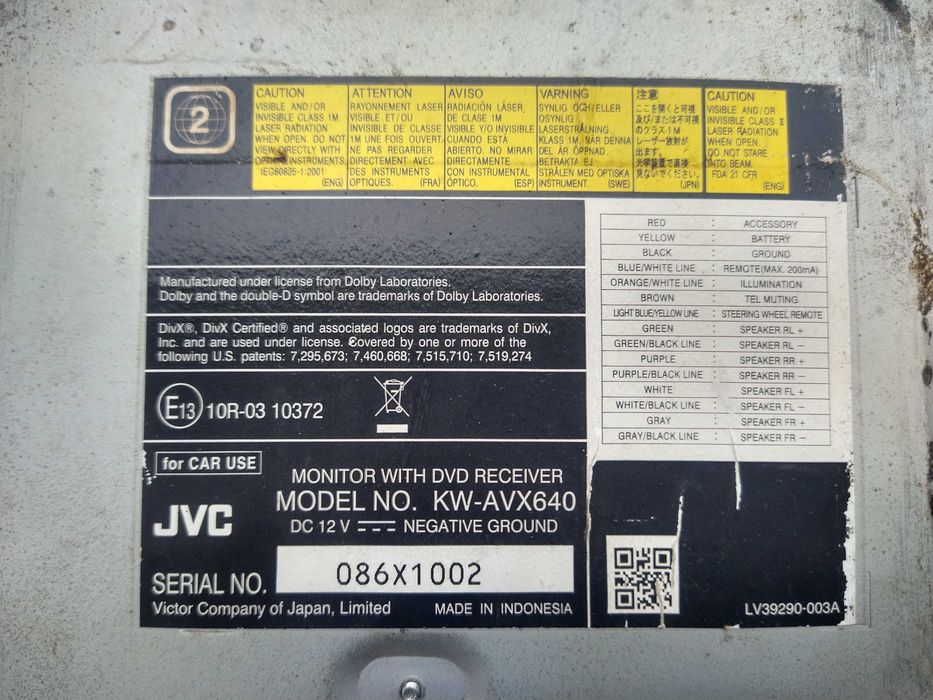 Radio Cd, MP3 Audio JVC KW-AVX640