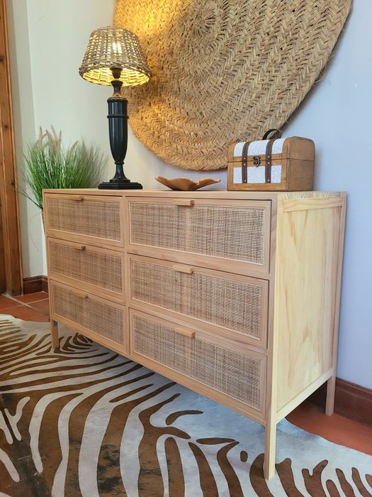 consola, aparador,  comoda, rattan, decoração,  rustico
