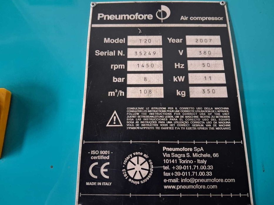 Compressor de ar de palhetas rotativas Pneumofore