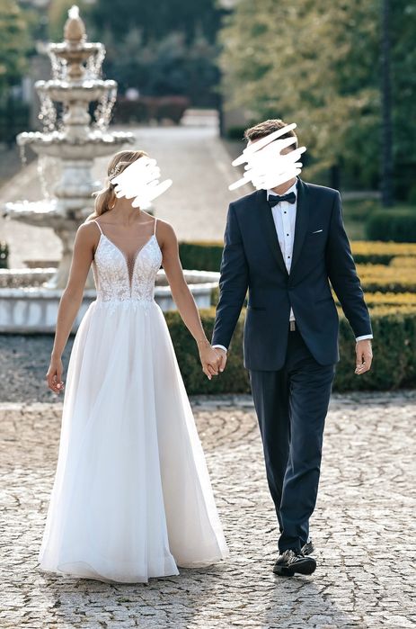 Suknia ślubna brokatowa ciepła biel Violet