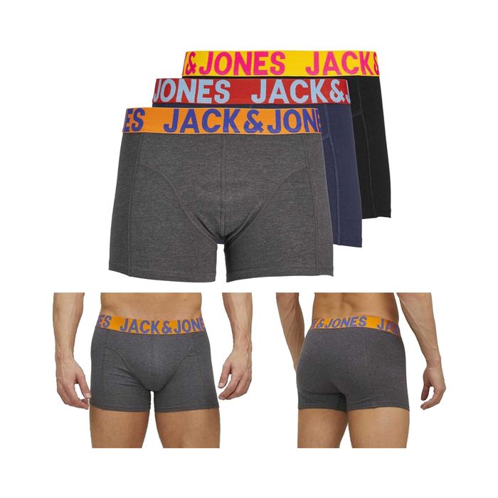 JACK & JONES Męskie Bokserki Trunks 3-Pak M Płaskie Szwy Bawełna