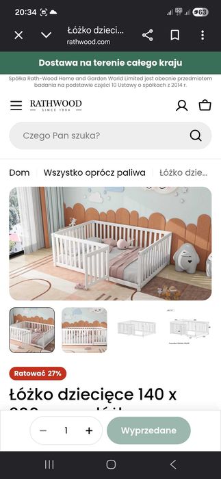 Łóżko Kojec dla dziecka