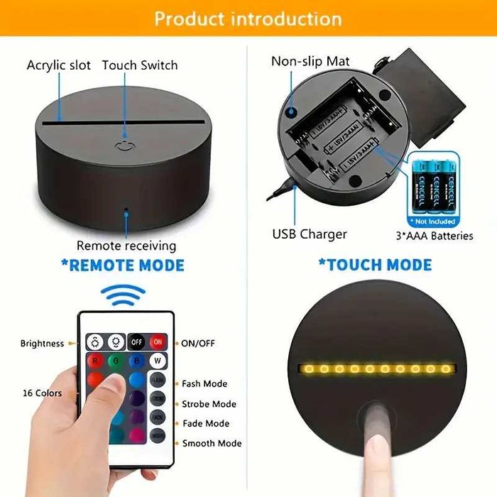 Lampka 3D LED Miś z sercem 16 kolorów + pilot - wysyłka z Polski