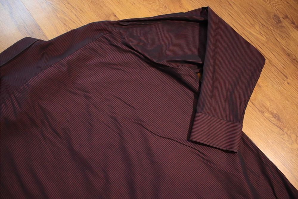 Koszula Bosweel r. 43 czerwono-czarna bawełna dł rękaw paski