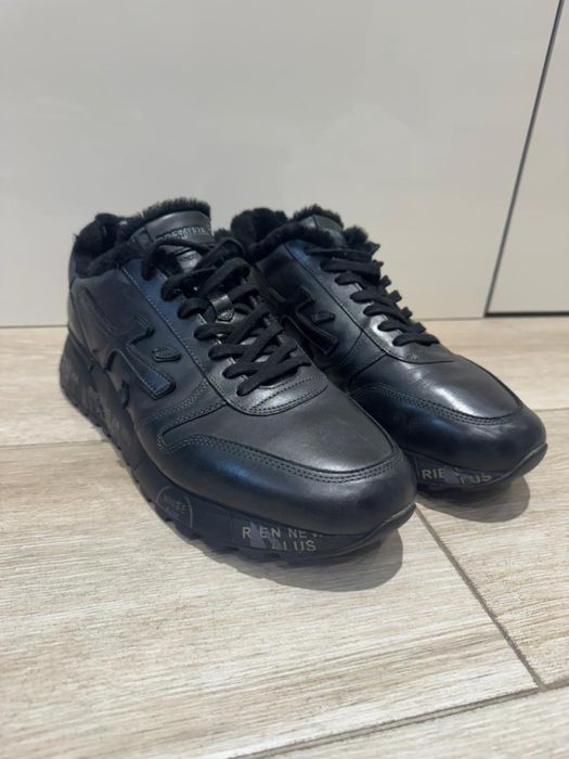 Premiata мужские кожаные зимние кроссовки на меху