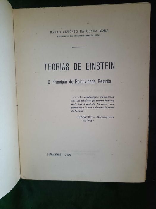 Livro "Teorias de Einstein" de 1922