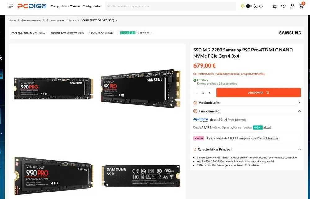 disco NVME Samsung 990 Pro 4TB Gen 4