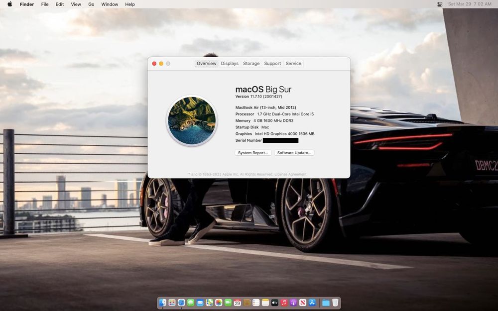 Macbook Air 2012 4GB 128SSD i5 1,7Ghz (Sonoma(CPU),BigSur(GPU),Win11)