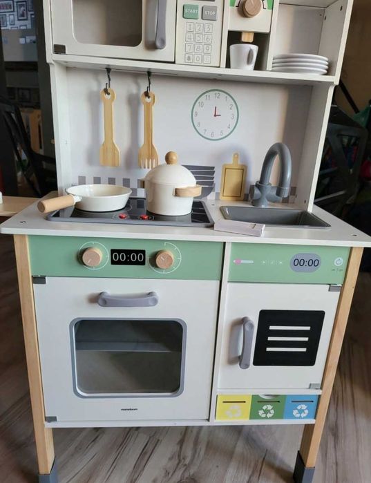 Drewniana Duża Kuchnia Mamabrum - Pralka Zmywarka Tablica