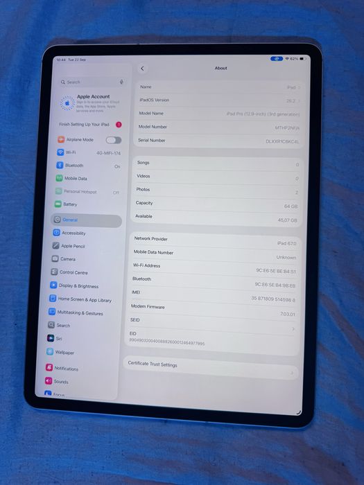 Apple iPad Pro 12.9 polegadas Wifi+ Sim 2018
