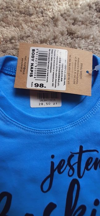 NOWE!!! Body rozmiar 98 Polska firma.  Śmieszny napis