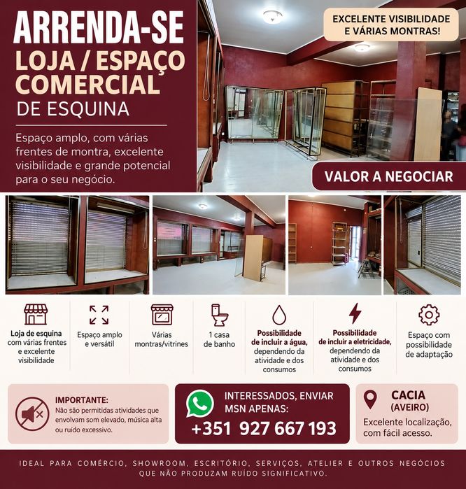 Arrenda-se loja no centro de CACIA próximo a estação CP, toda esquina