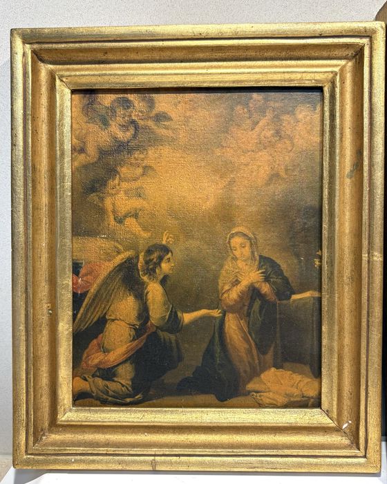 Conjunto de 2 antigos quadros com reproduções de  imagens religiosas