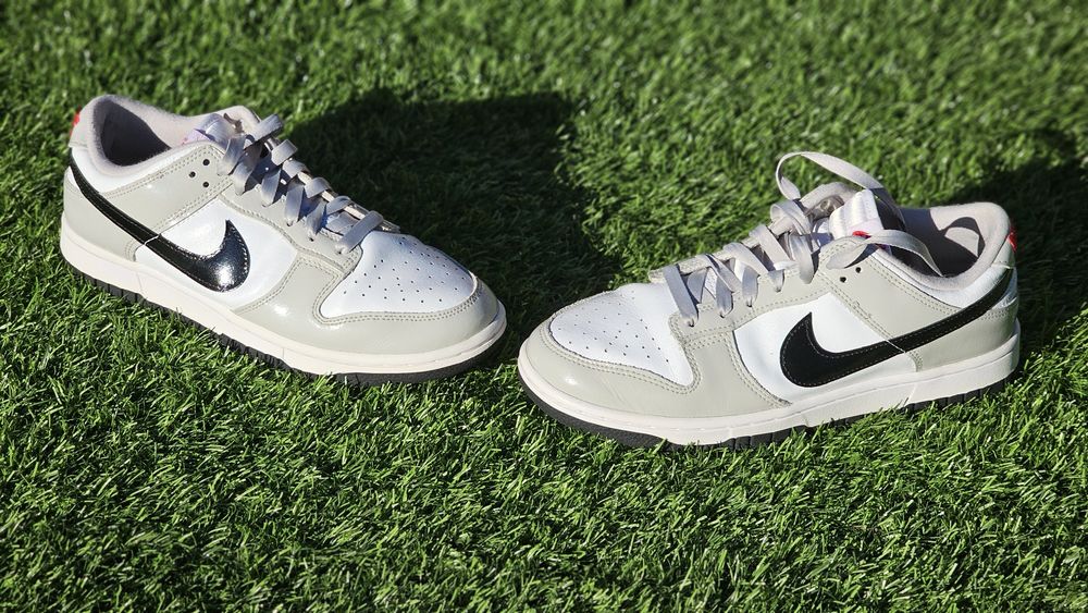 Sapatilhas Nike Dunk Low Pretas, Cinzentas e Brancas (brilho)