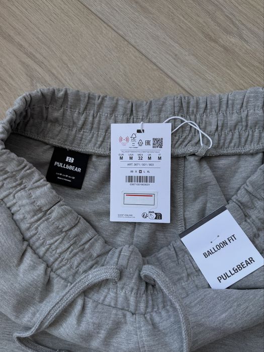 Широкі Штани Pull&Bear Balloon Fit Оригінал Чоловічі Спортивні Брюки Джогери Широкие Мужские Спортивные Серые