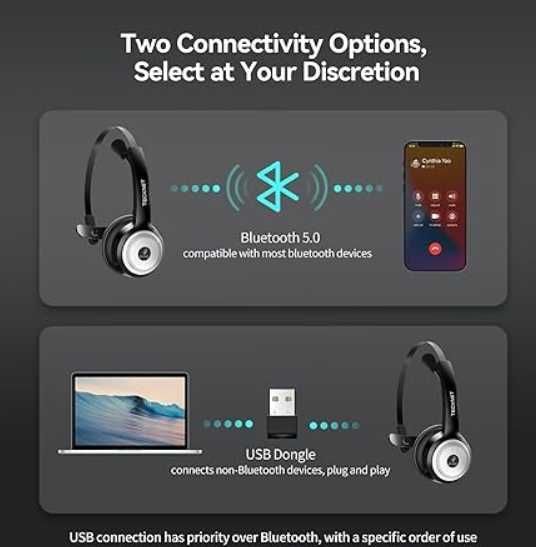 Zestaw Bluetooth z Mikrofonem Redukcja Szumów Baza Ładująca 32h